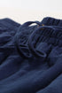Drawstring Elastic Waist Pockets Long Straight Legs Pants